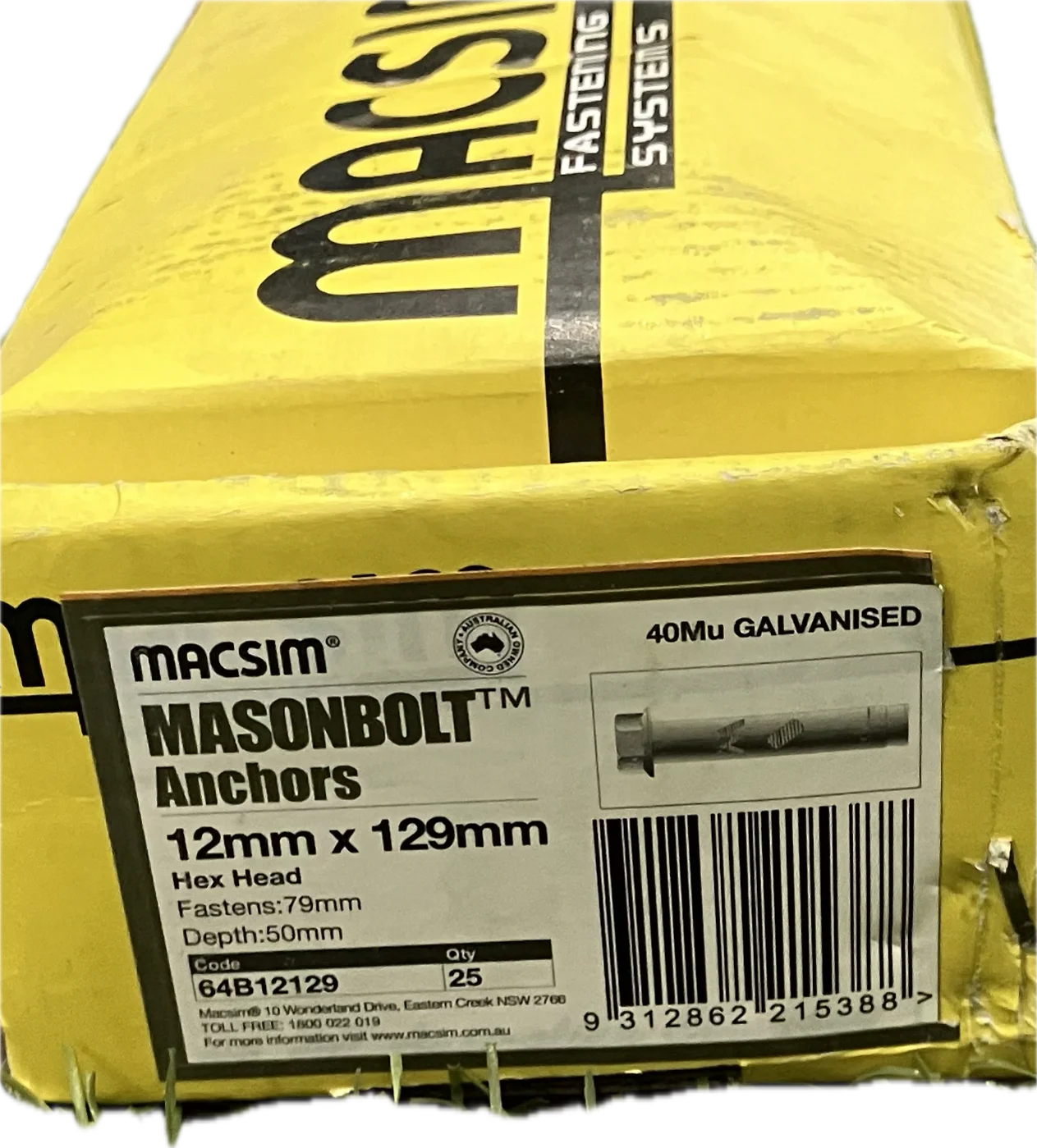 MACSIM GALVANISED MASONBOLT- 12MM - Image 4