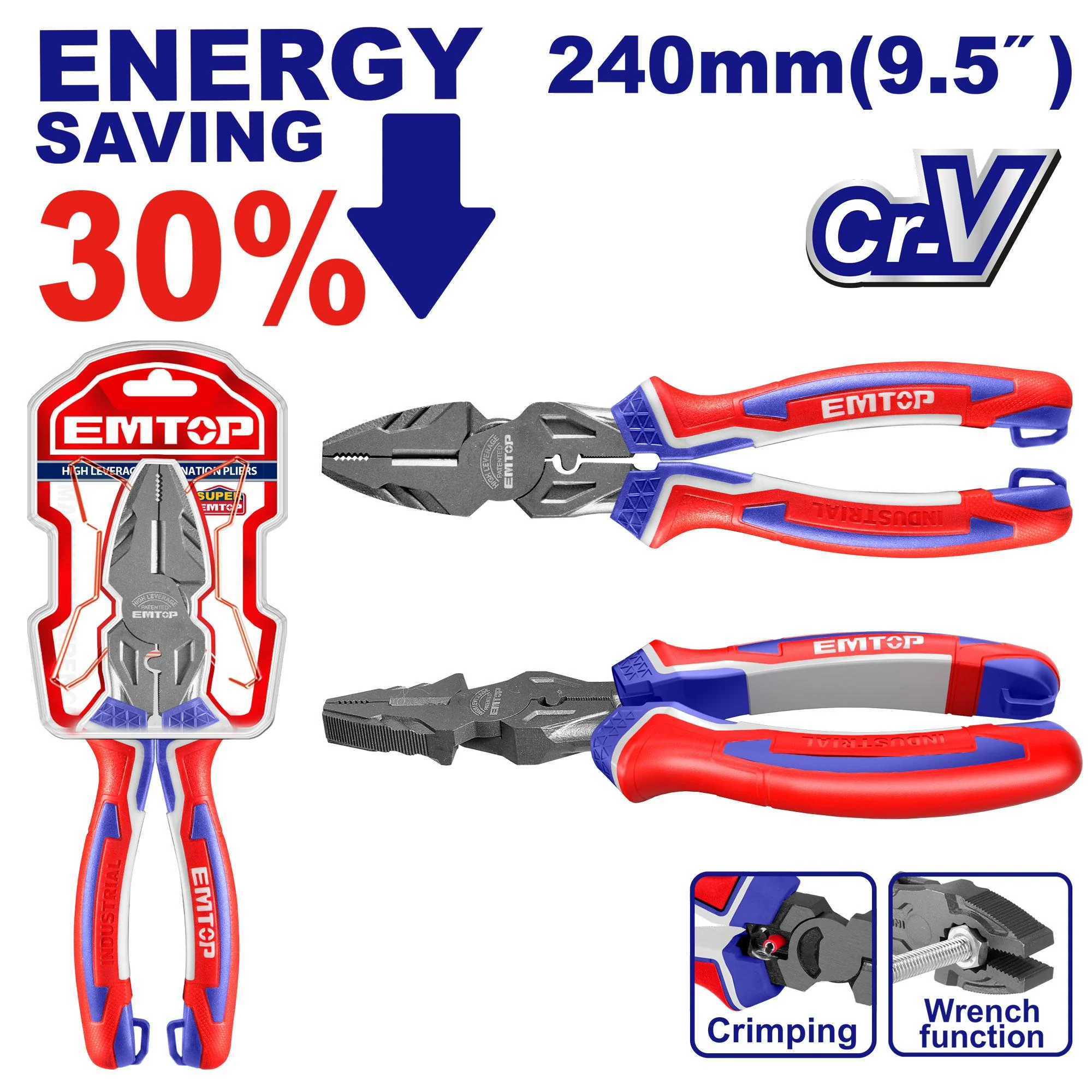 EMTOP High Leverage Pliers (9.5" High leverage combination pliers)
