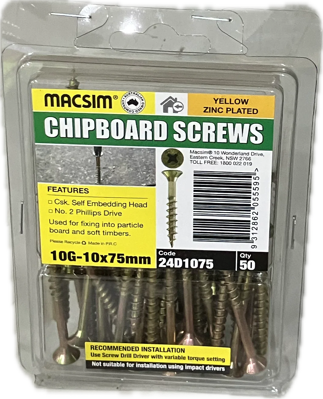 CHIPBOARD SCREWS- 10G (BLISTER PACK OF 50) - Image 2