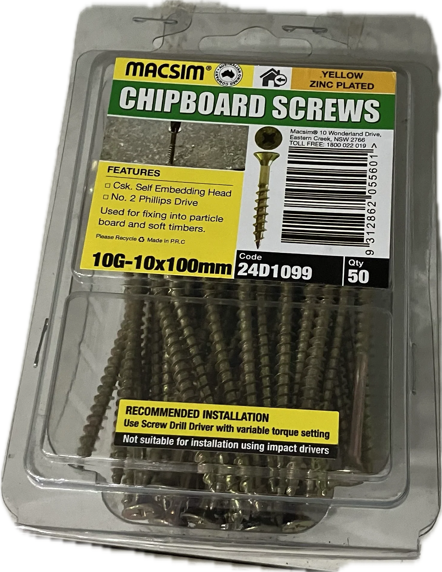 CHIPBOARD SCREWS- 10G (BLISTER PACK OF 50) - Image 3