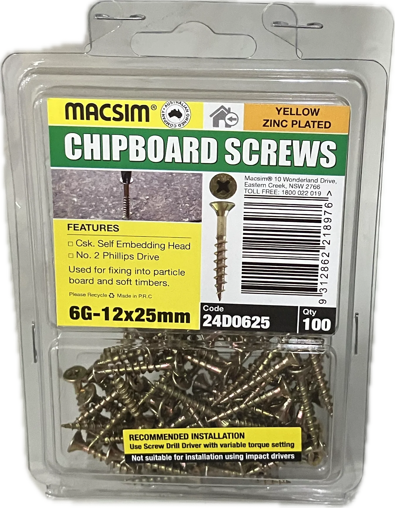 CHIPBOARD SCREWS- 6G (BLISTER PACK OF 100) - Image 2