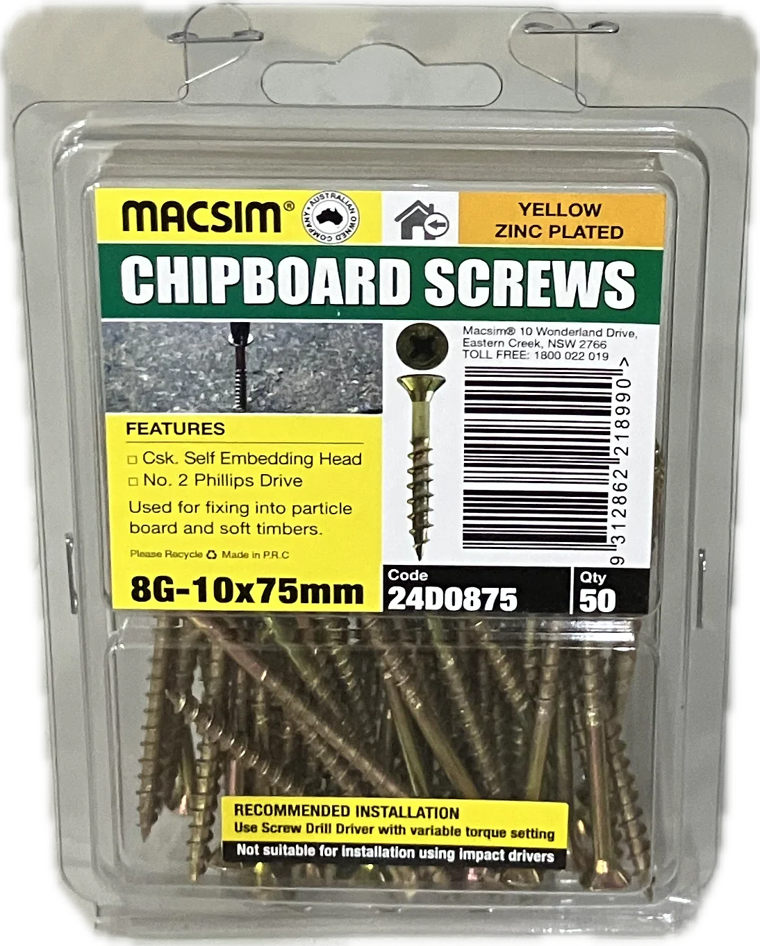 CHIPBOARD SCREWS- 8G (BLISTER PACK OF 100 AND 50) - Image 10