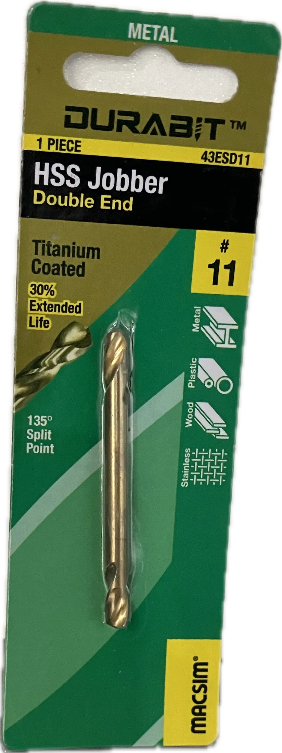 MACSIM DURABIT HSS JOBBER- DOUBLE END [HANG PACK OF 1]