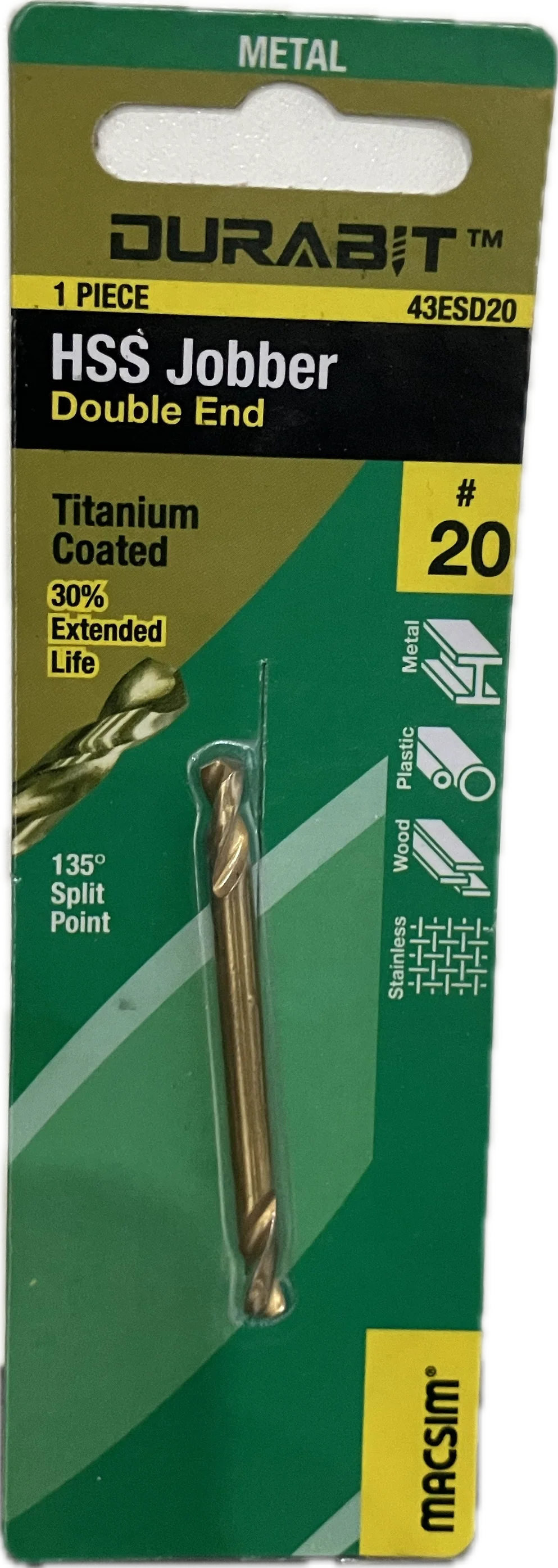 MACSIM DURABIT HSS JOBBER- DOUBLE END [HANG PACK OF 1] - Image 2