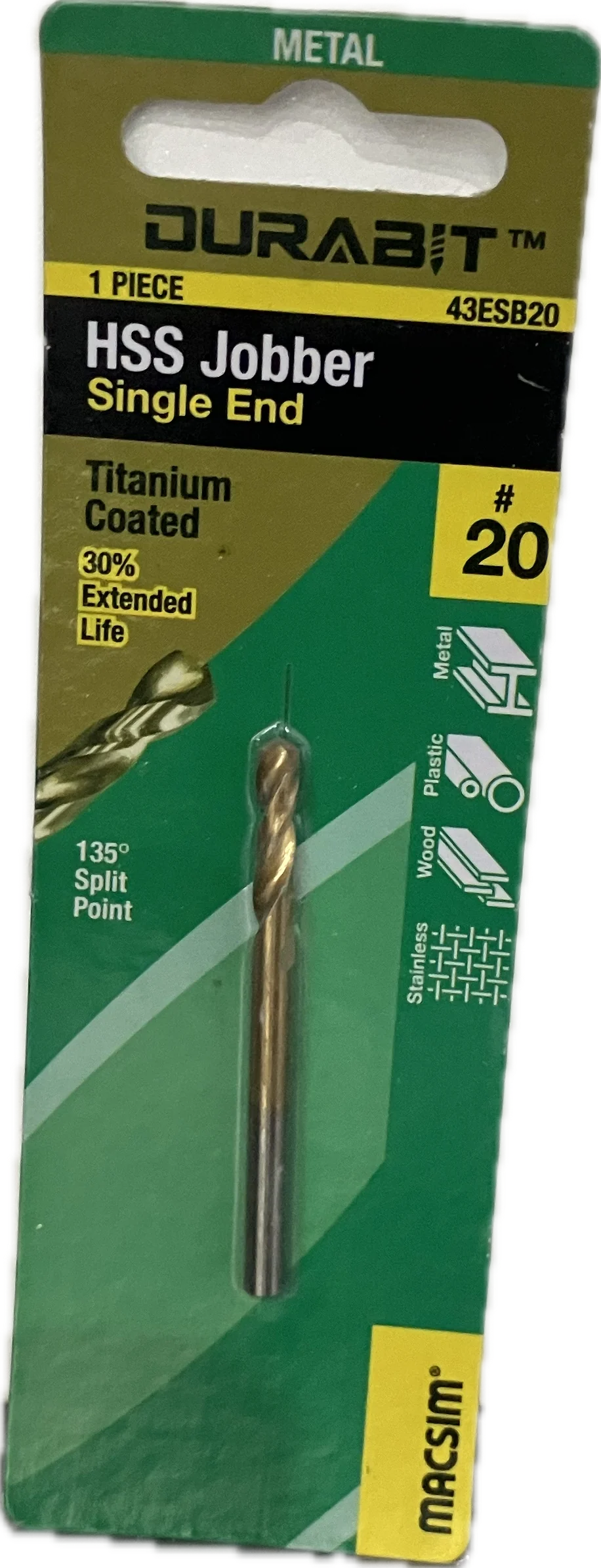 MACSIM DURABIT HSS JOBBER- SINGLE END [HANG PACK OF 1] - Image 2
