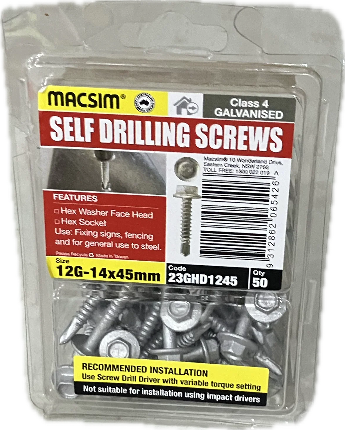 SELF DRILLING SCREWS- 12G (BLISTER PACK OF 50)