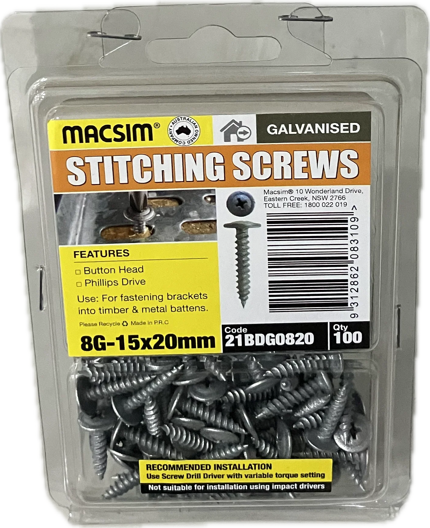 STITCHING SCREWS- 8G (BLISTER PACK OF 100) - Image 2