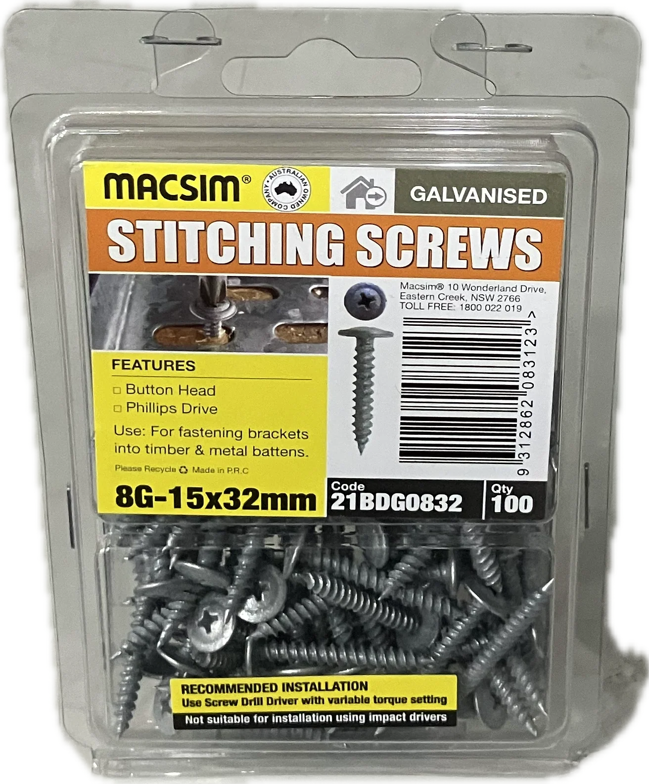 STITCHING SCREWS- 8G (BLISTER PACK OF 100) - Image 3