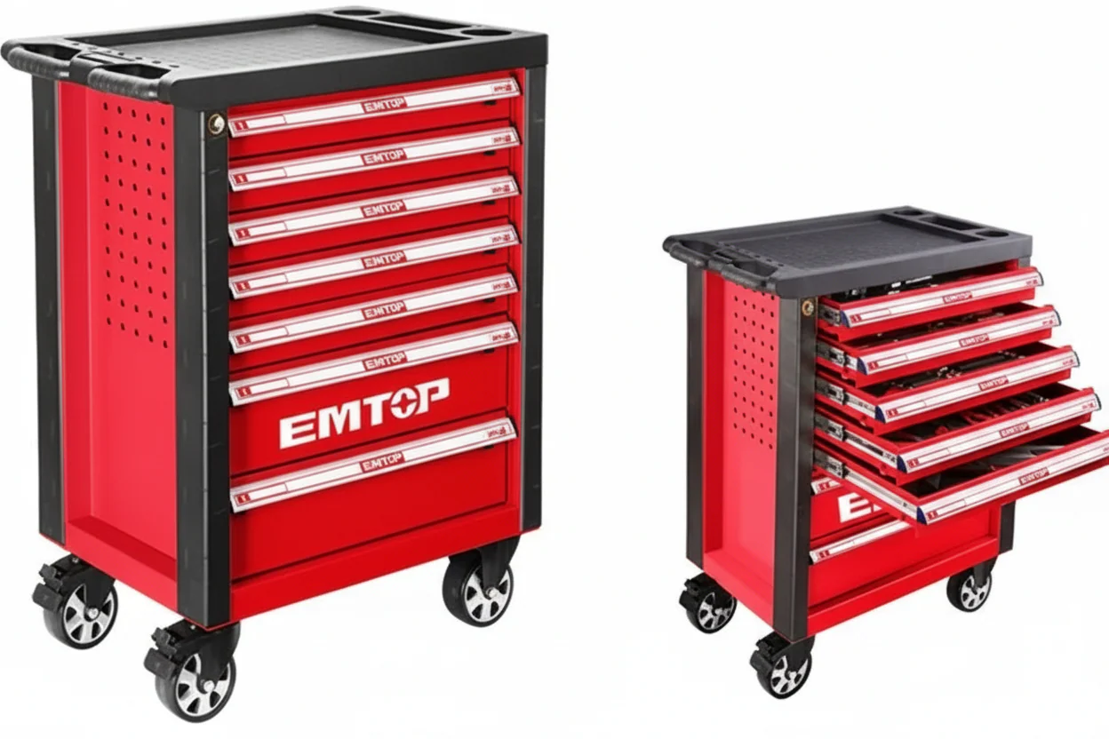 EMTOP 7 Drawer Tool Trolley Roller Cabinet Tool Box ETCS0702